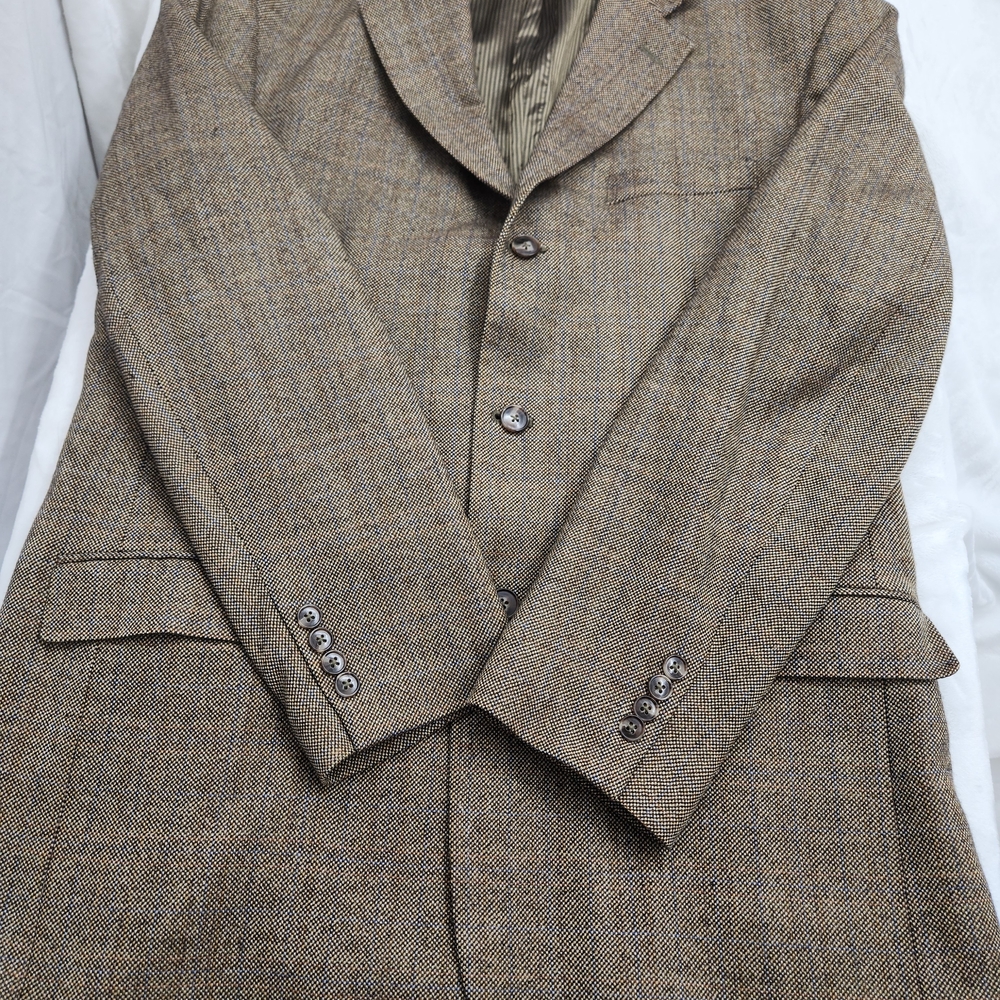 Classoc Roberto Villini Lambskin Blazer Sports Coat Tweed Tan &Brown Men's 34x46